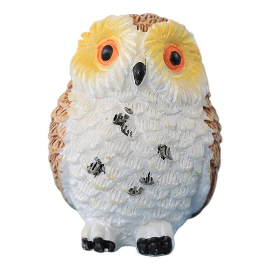 Mini Sova Soška Pryskyřice Ručně Malovaná Sova Ozdoba Miniaturní Zvířecí Figurka pro DIY Mikro Krajinu Bonsaj Vílí Zahrada Dekorace