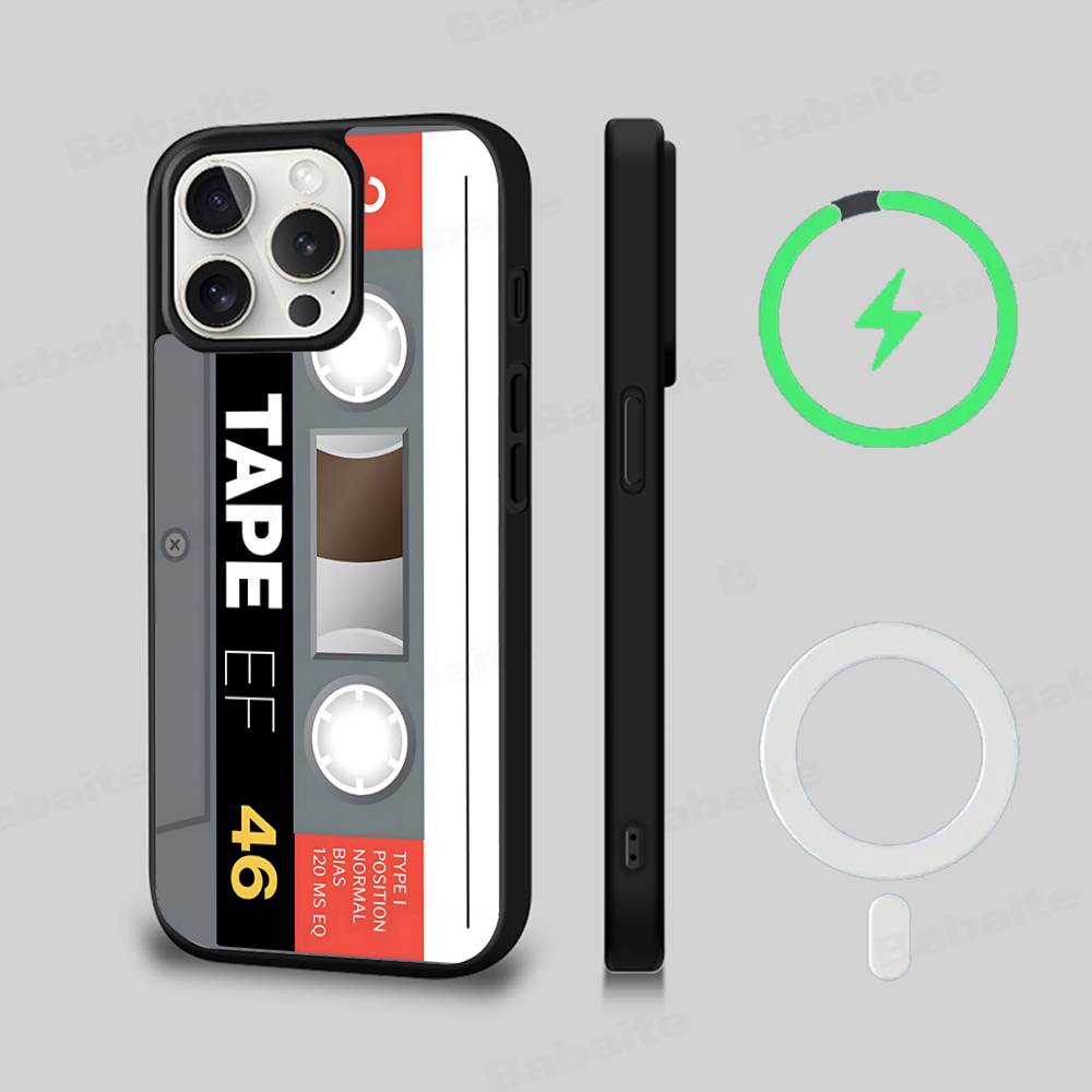 Magnetic Radio Tape Cassette For Magsafe Magnetic Wireless For IPhone 17 Pro Max 15 Plus 14 13 12 11 16 Pro Phone Case