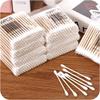 Double-Headed Cotton Swabs for Ear Cleaning and Makeup Removal - Portable, Disposable Wooden Sticks with Cotton Tips