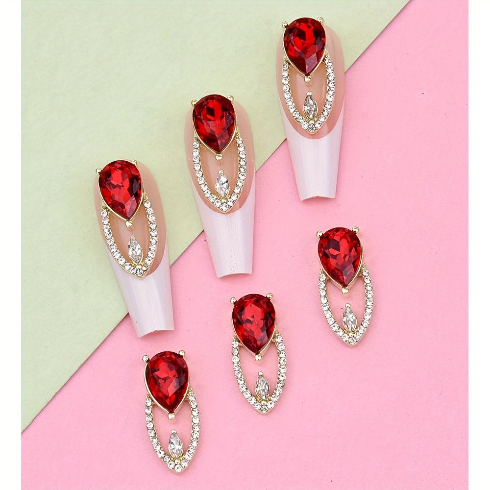 10pcs Y2K Starry Sky Large Crystal Gemstone Long Nail Pendant Dropstone Hollow Large Nail Jewelry Style Long Nail Design