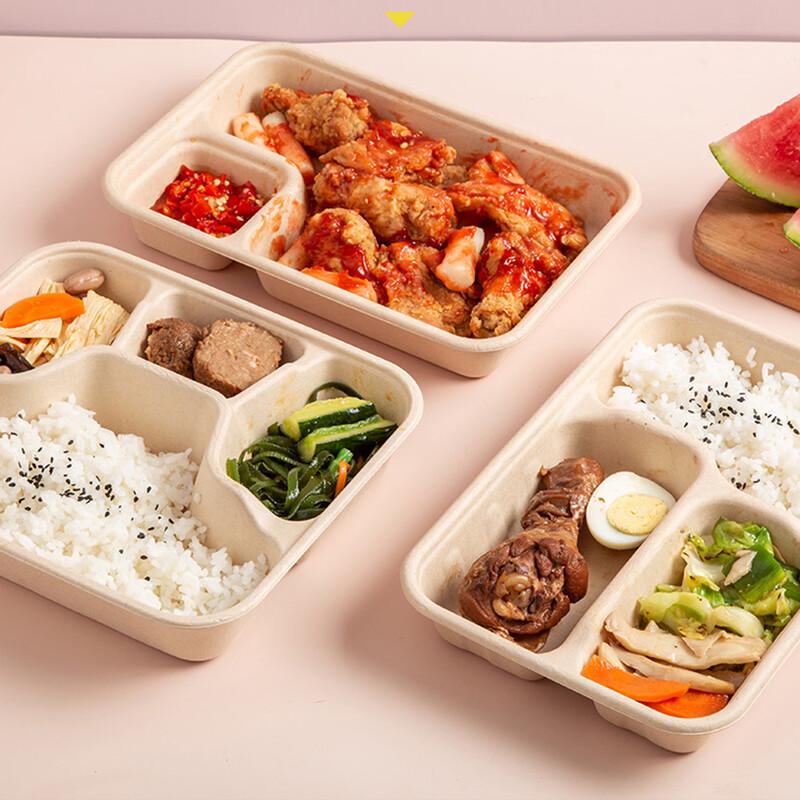 Mr. Corn Sugarcane Pulp Multi-Compartment Takeout Boxes