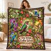 Hummingbird Fleece Blanket, Tiny Wings Floral Bird Gift for Nature Lovers