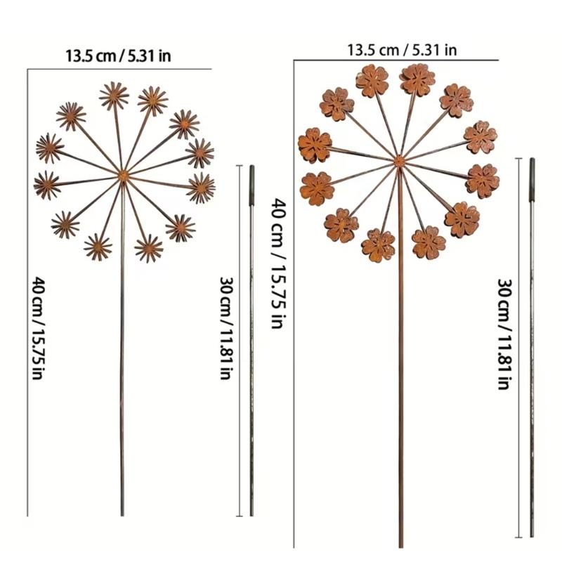Rust Decoration for Garden Stake Metal Flower Garden Decoration Rust Trellis Flower Bed Stake Pot Stake Natural