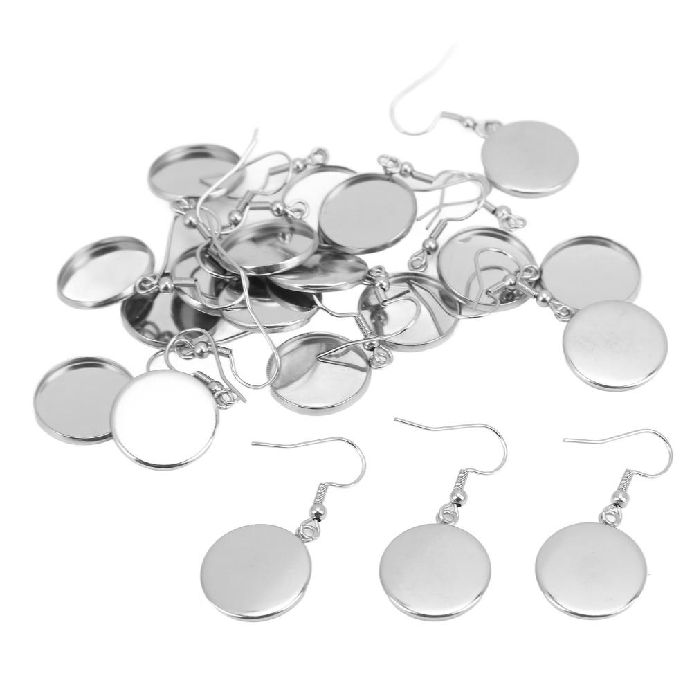 20pcs Stainless Steel Jewelry DIY Accessory 16mm Earrings Wire Hooks Blanks  Earrings Crafts