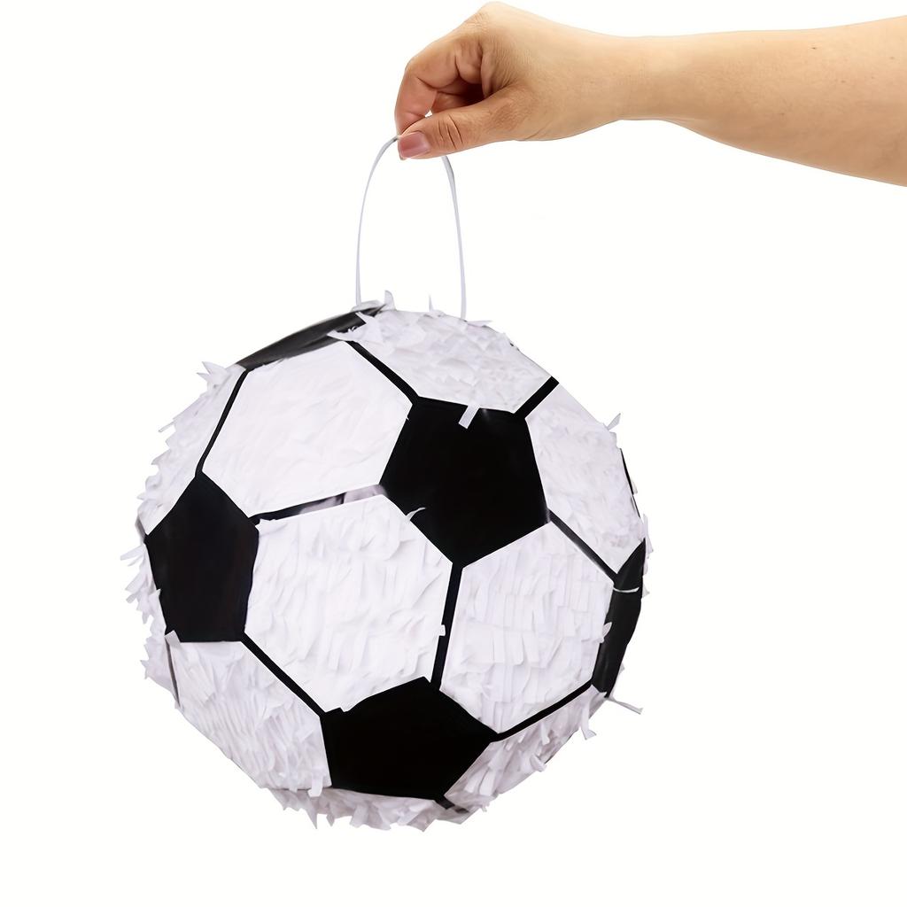 1 Set/4 Stück 3D Fußball Pinata Set mit Luftschlangen Geburtstagsparty Überraschungsspiel Gastgeschenke Augenbinde Stöcke und Schneebesen Thema Feiern