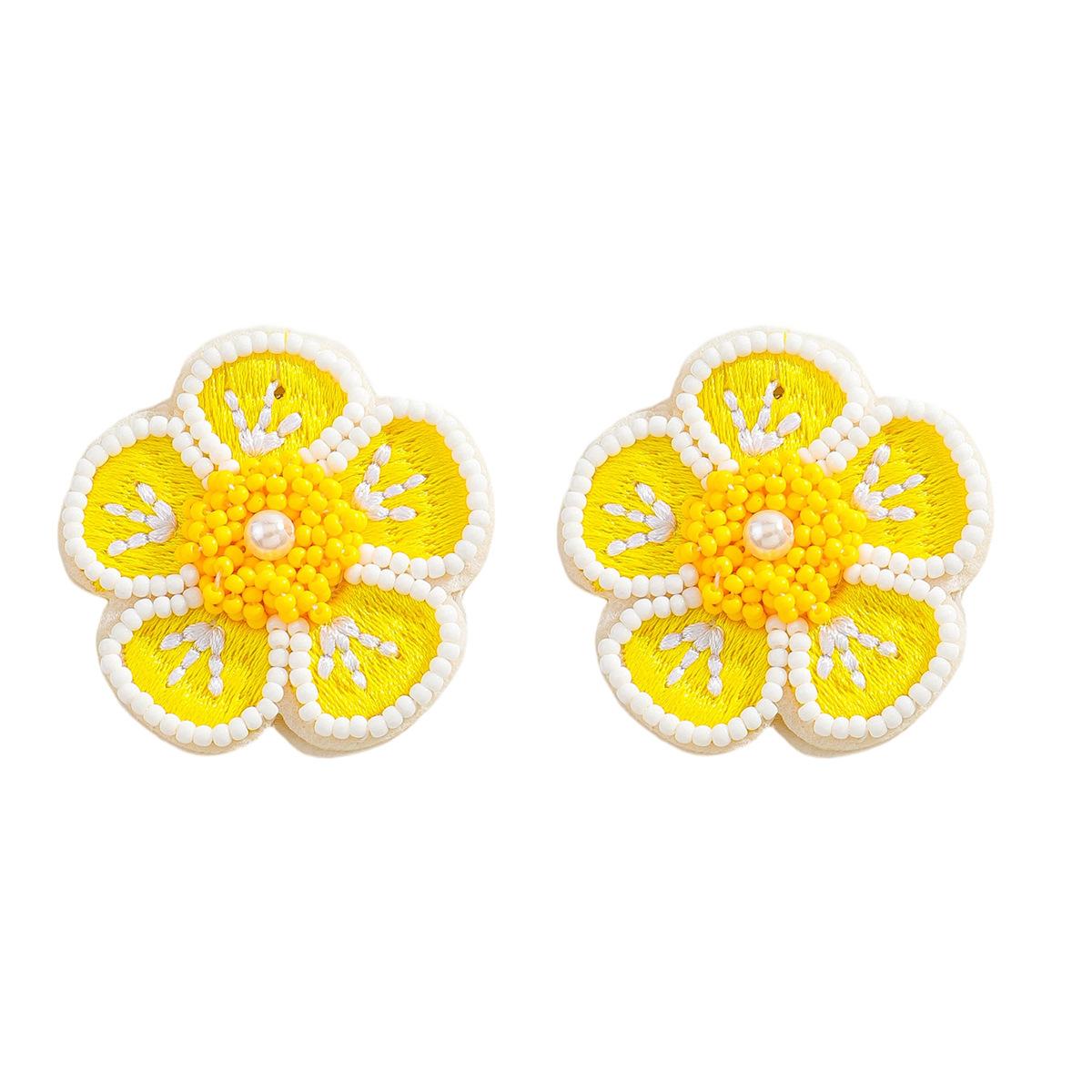 Богемные разноцветные серьги-цветы из рафии, ручная работа, модные, универсальные, серьги-бананы с цветами