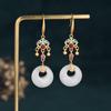 Guochao Palace-Style Retro Enamel Cloisonné Earrings with Jade Accents