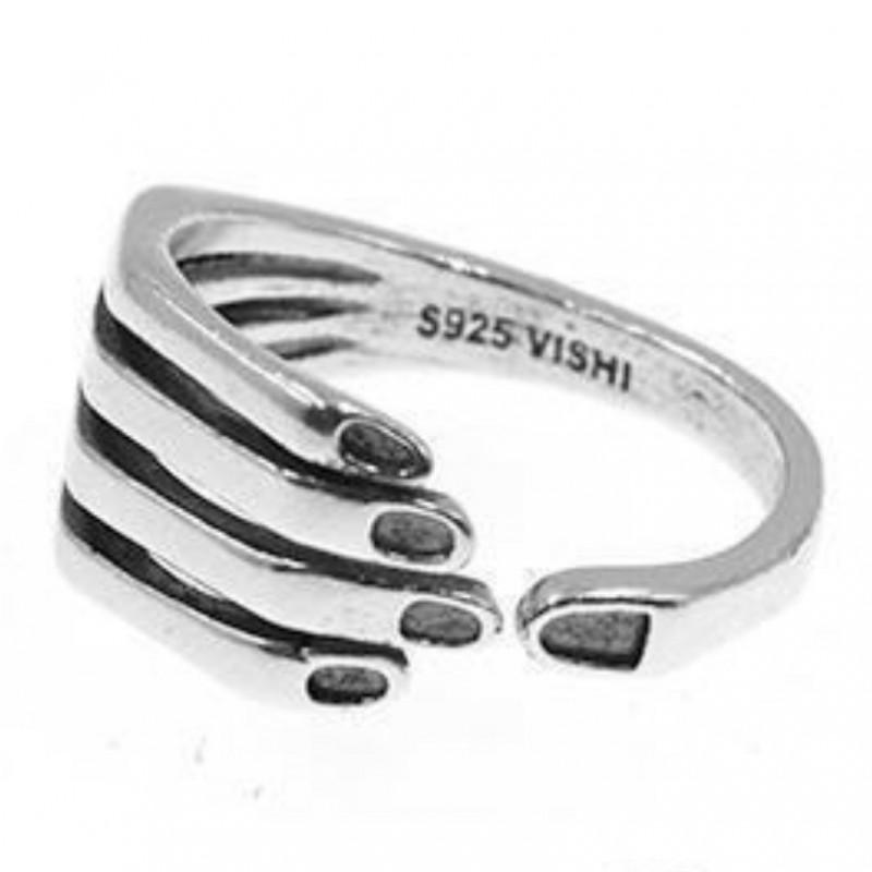 Adjustable Open Ring Men Women Geometric Hand Shape Design Plated Vintage Style Statement Jewelry