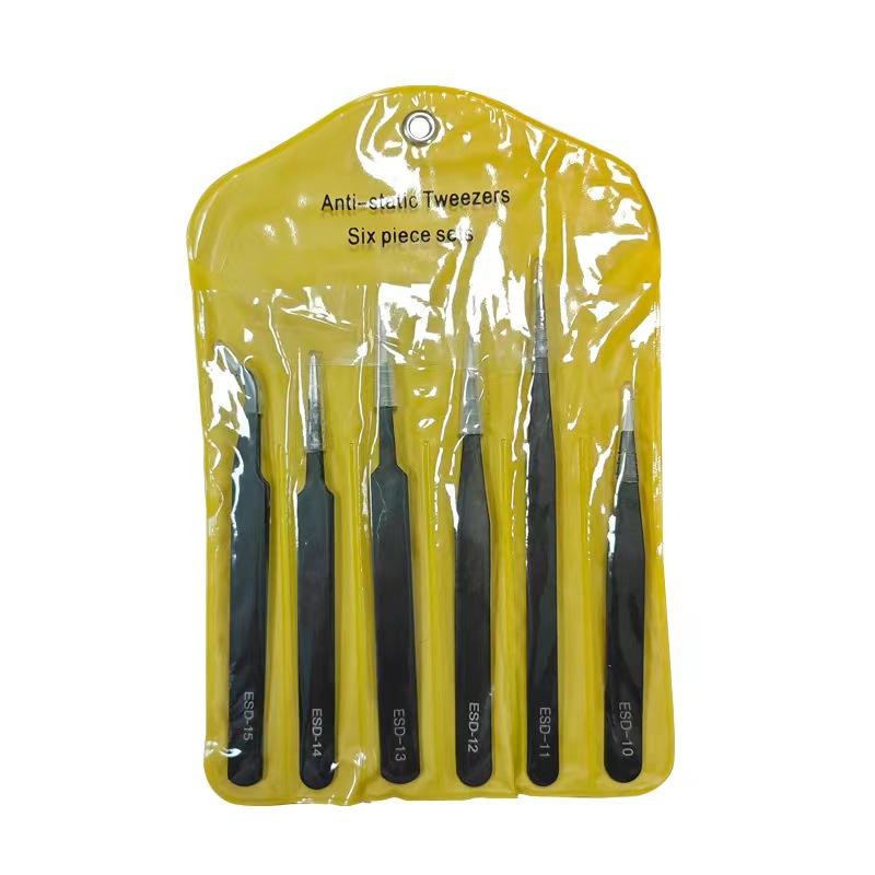 

Precision Tweezers 6pcs Set ESD Anti-Static Stainless Steel Tweezers Repair Tools for Electronics Repair Soldering Craft Tools 6pcs