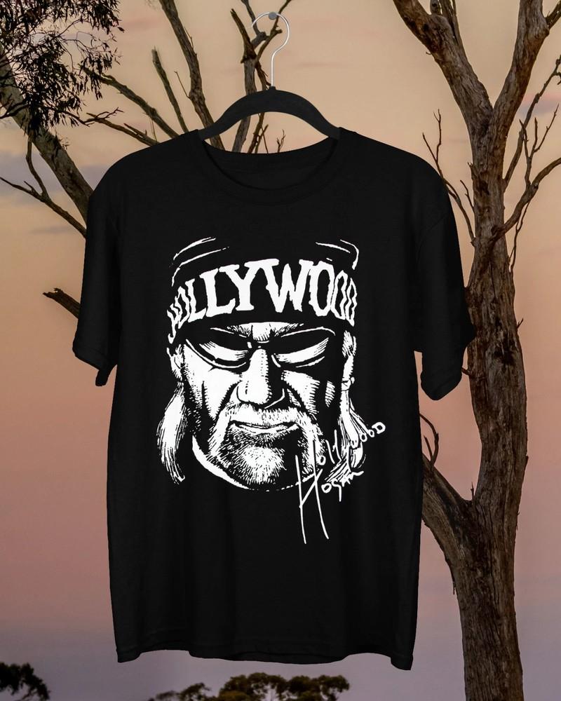 Голливуд Халк Хоган Черная Тяжелая Хлопковая Унисекс Все Размеры Репринт Унисекс Футболка S