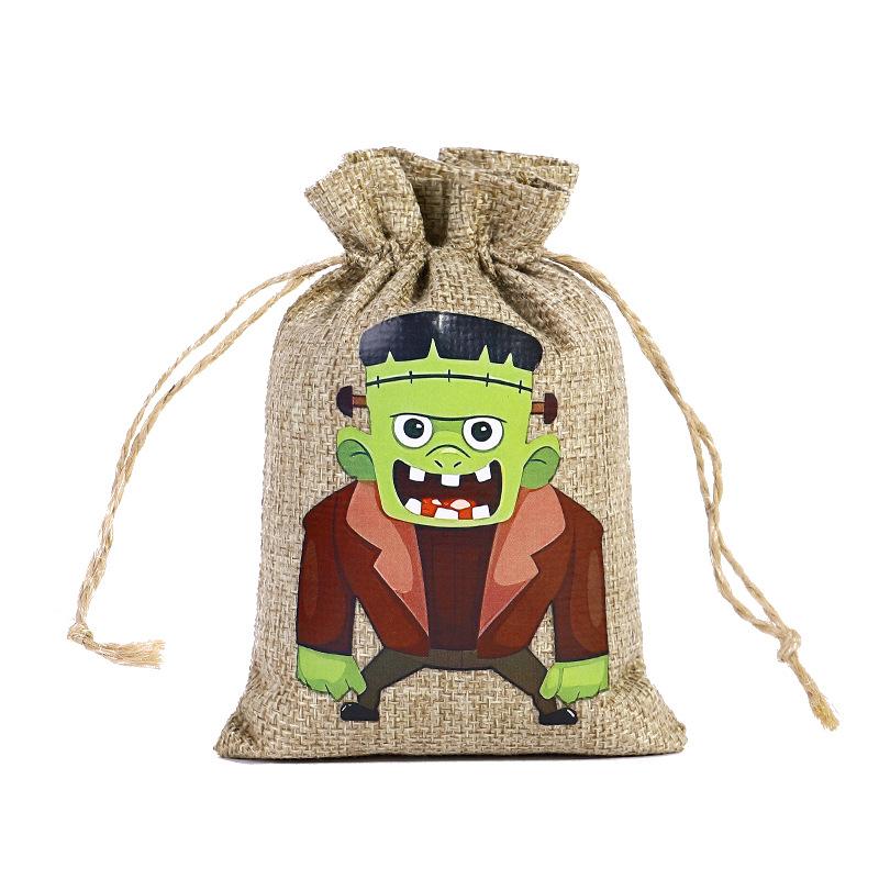 12 Styles Halloween Linen Storage Bag Halloween Horror Funny Pattern Candy Gift Packaging Bag Gift Storage