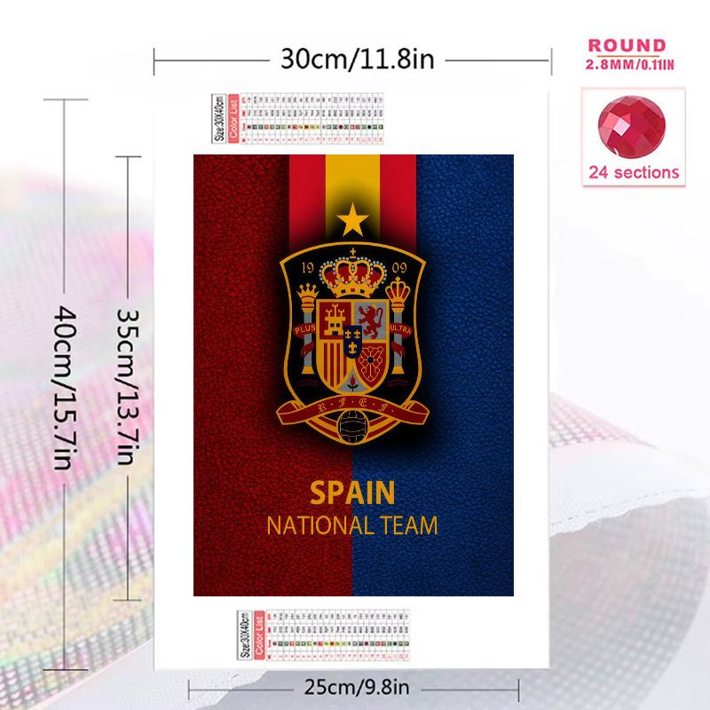 Spain national football logo Pattern 3pcs 100% Round Full Drill 5D DIY Diamond Painting Embroidery Cross Stitch Rhinestone Décor