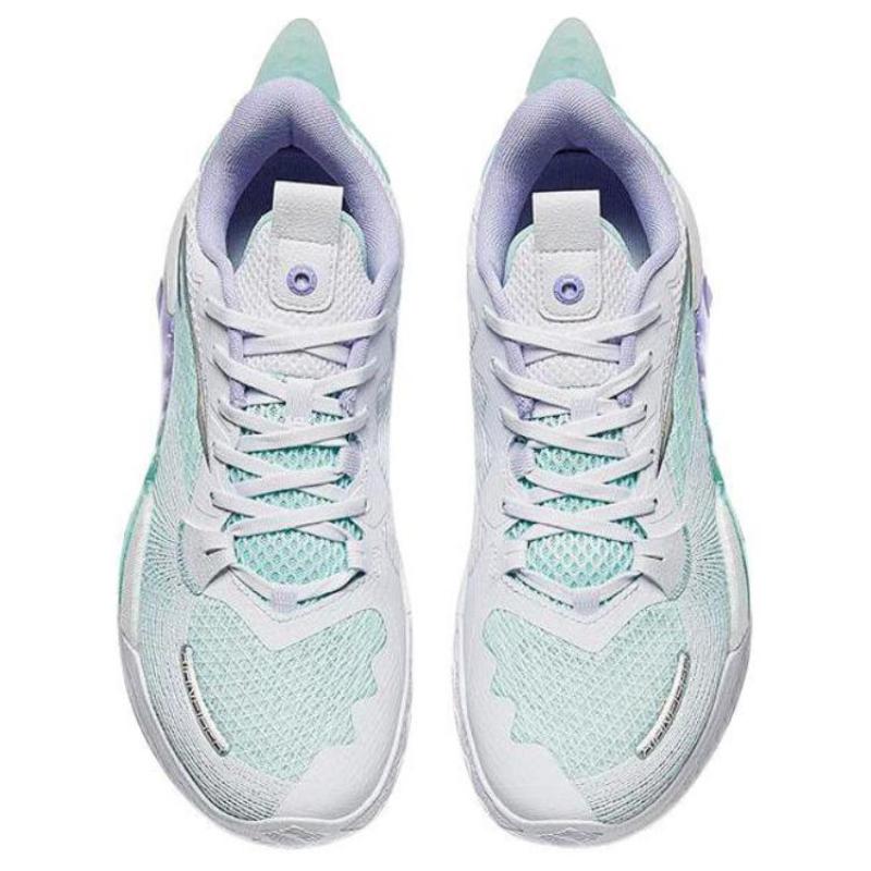 Anta Frenzy 5team Cushioning Anti-Slip Wear-Resistant Breathability Low-Top Basketball Shoes Men's White Purple Green Sneakers 112421606S-6