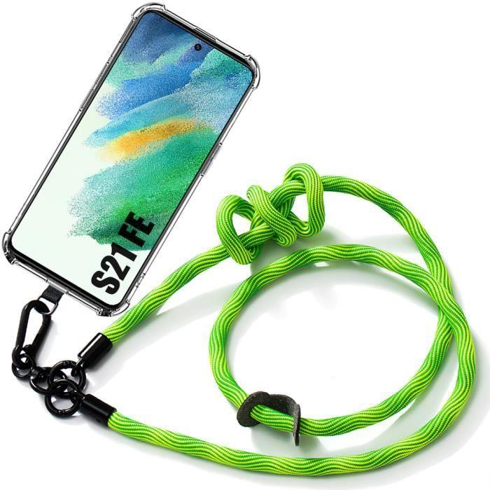 Coque bandoulière pour samsung galaxy s21 fe protection souple avec bandoulière robuste vert
