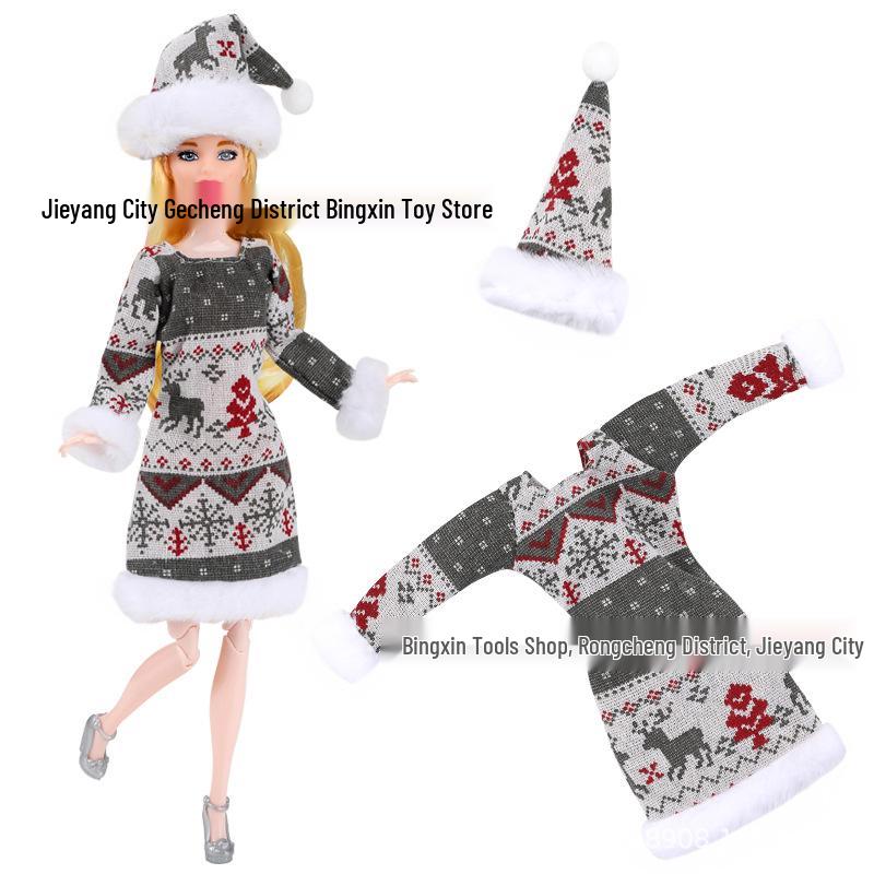 11-inch Barbie Doll Fashion Christmas Dress Set - 30cm Holiday Clothing Series