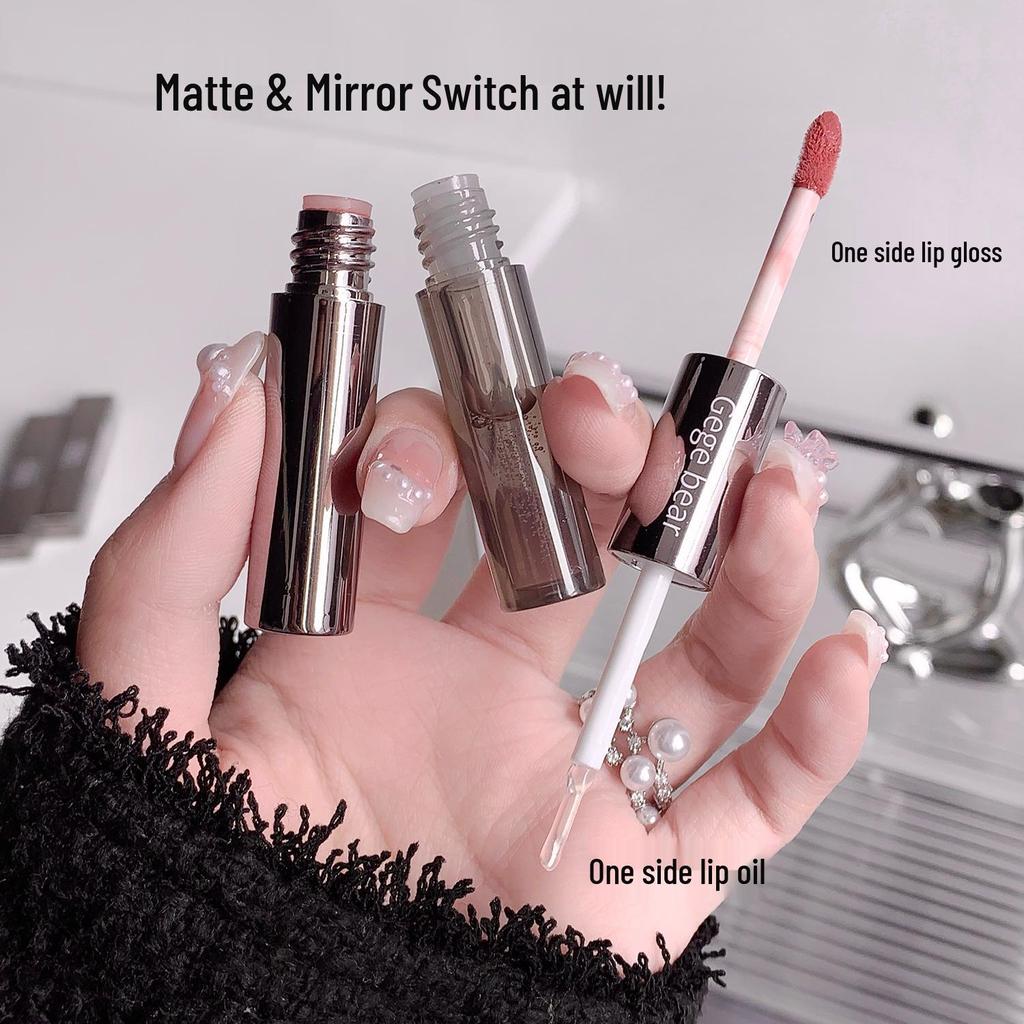 Dual-Effect Double-Headed Lip Glaze: Plump, Low-Saturation Pink Nude with Whitening Mirror Finish