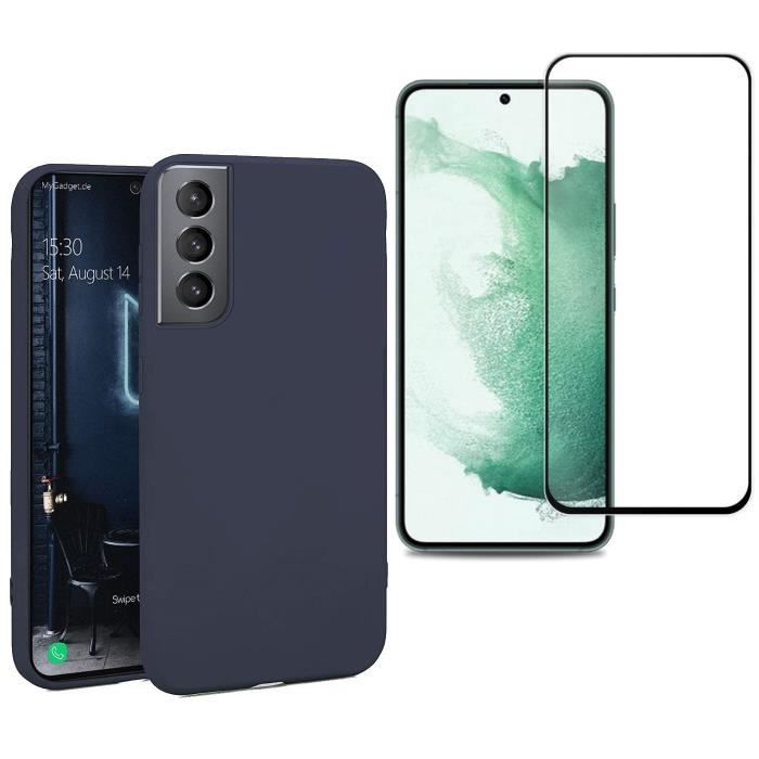 Coque de protection - Toproduits® - Samsung Galaxy S22 Plus 5G - Verre trempé - Résistant aux rayures - Bleu