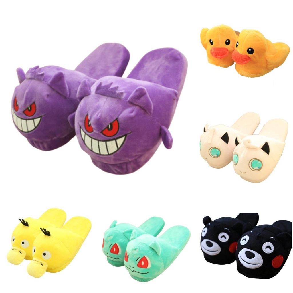 Kreslené plyšové bavlněné pantofle Pokemon - Měkké a teplé protiskluzové domácí pantofle pro děti a dospělé