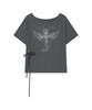 Aejeuyua Kitsch Eyelet Oversized T-Shirt Charcoal