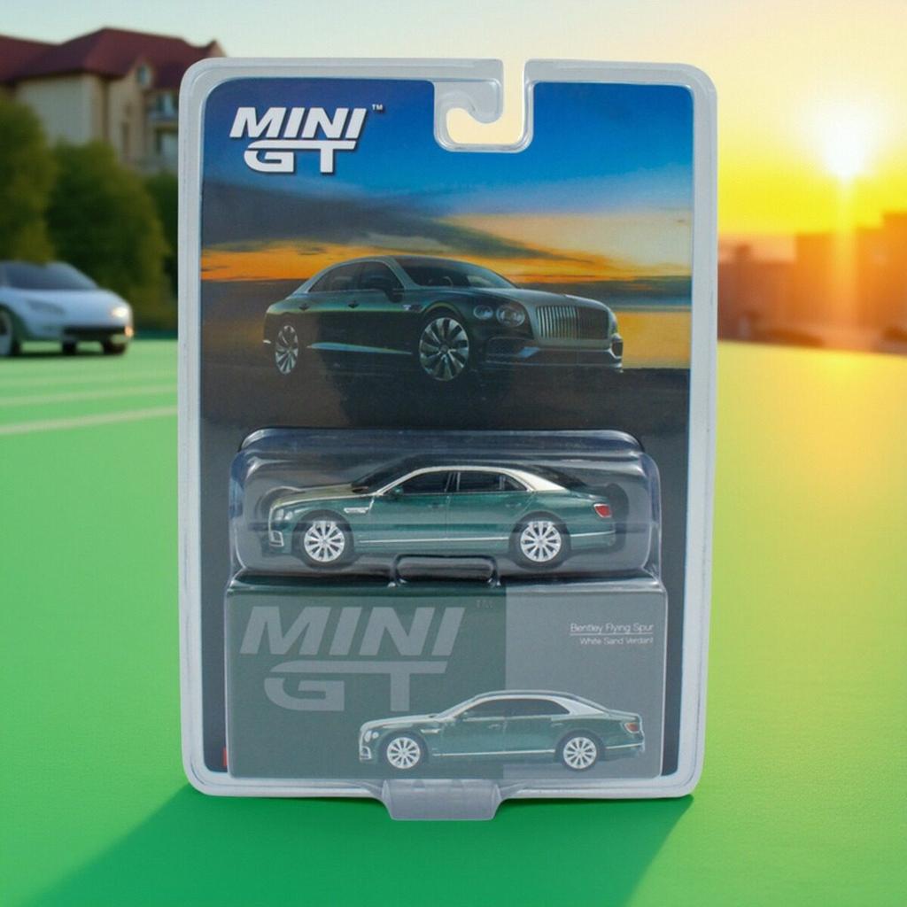 MINIGT 1/64 #867 Bentley Flying Spur White Sand Verdant Luxury Alloy Car Model Miniature Diecast Collection Ornament Hobby Gifts