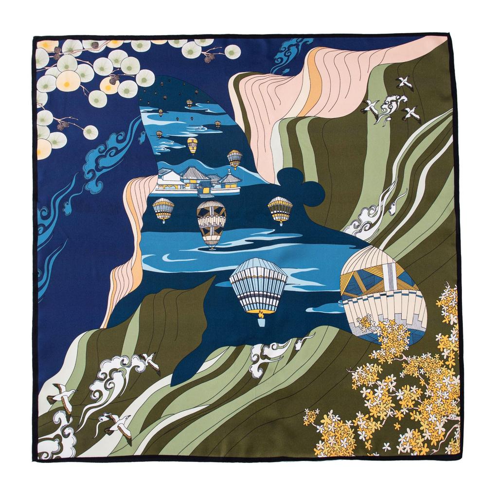 Mulberry silk scarf  new retro winter beautiful ginkgo printing four seasons shawl sunscreen dual-purpose