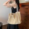 Large Capacity Beach Hollow Composite Tote Solid Color Leather Small Pouch Straw Woven Shoulder Bag Lightweight Polyester