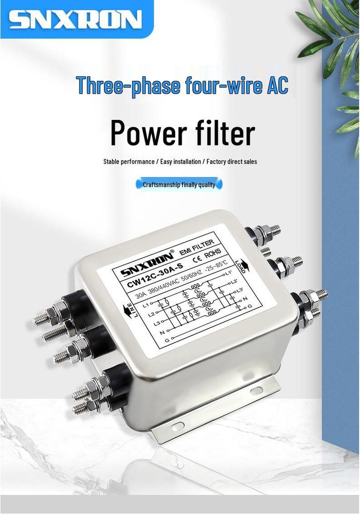 Three-Phase 4-Wire AC Filter CW12C-S 380/440V, 20/30/80A, VFD Noise Suppression