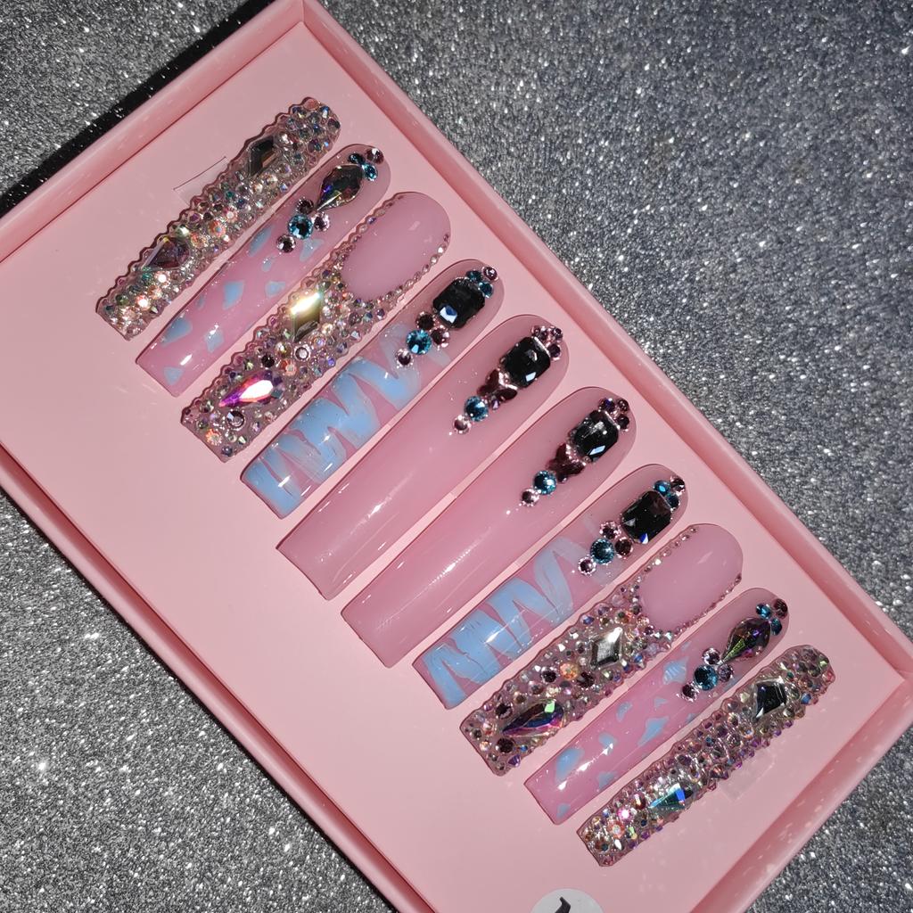 Thick and Hard Artificial Fingernails Square and Long Manicure False Nails with Glue Stickers Press on Nails