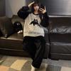 Autumn/Winter Flannel Pajamas: Cozy Round Neck Homewear for Youthful Men and Women