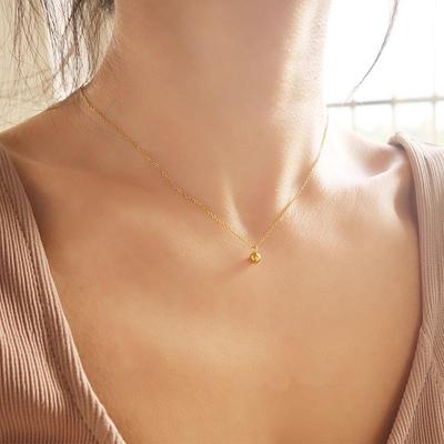 18K Gold Plated Titanium Steel Korean-Japanese Style Clavicle Chain Necklace with Simple Pendant for Women