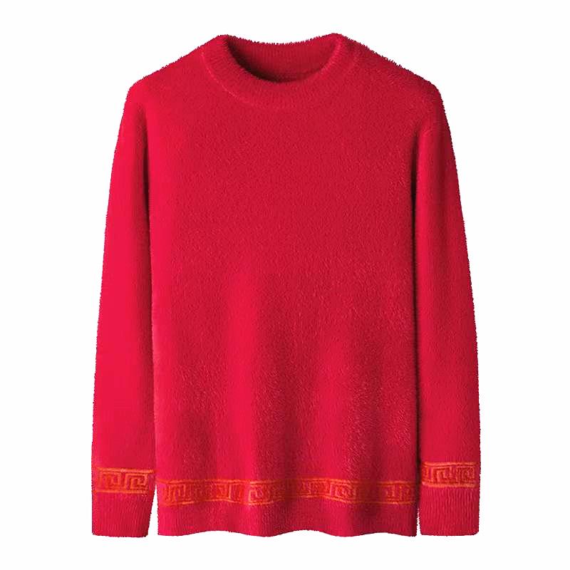 Unisex Mink Velvet High-Neck Sweater: Autumn/Winter Thick Fleece-Lined Knit for Men and Women.