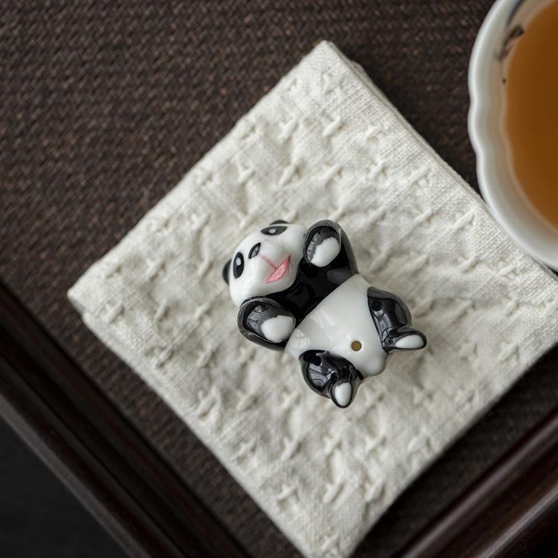 Cute Panda Tea Pets Hanging Tea Pet Retro Figurine Tea Statue Chinese Kung Fu Teaware Ornaments Teaset Accessories Gifts