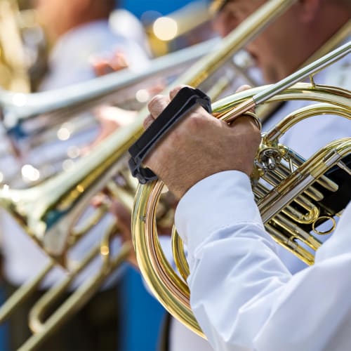 DECHOUS French Horn Protector, French Horn Hand Rest, PU Horn Protection Pad, French Horn Protector, Hand Grip, French Horn Guard, Universal Strap, Co