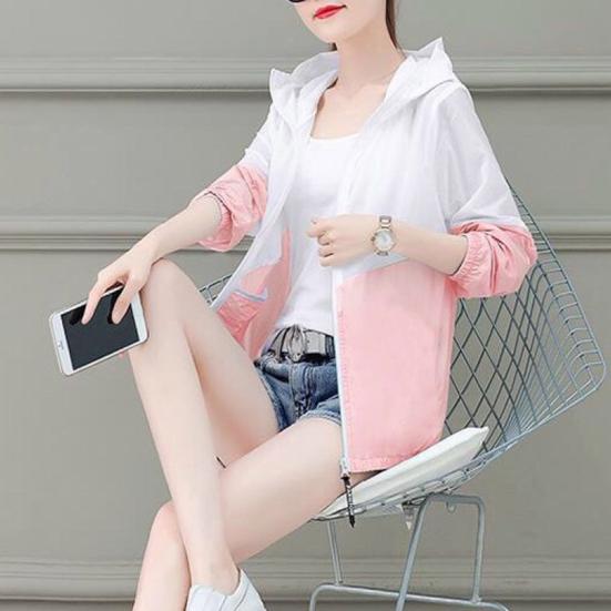 Women's Sun Protection Jacket Full Zip Thin Hoodie Jacket Athletic Workout Anti UV Windbreaker Quick Dry Hiking Coat for Outdoor Camping