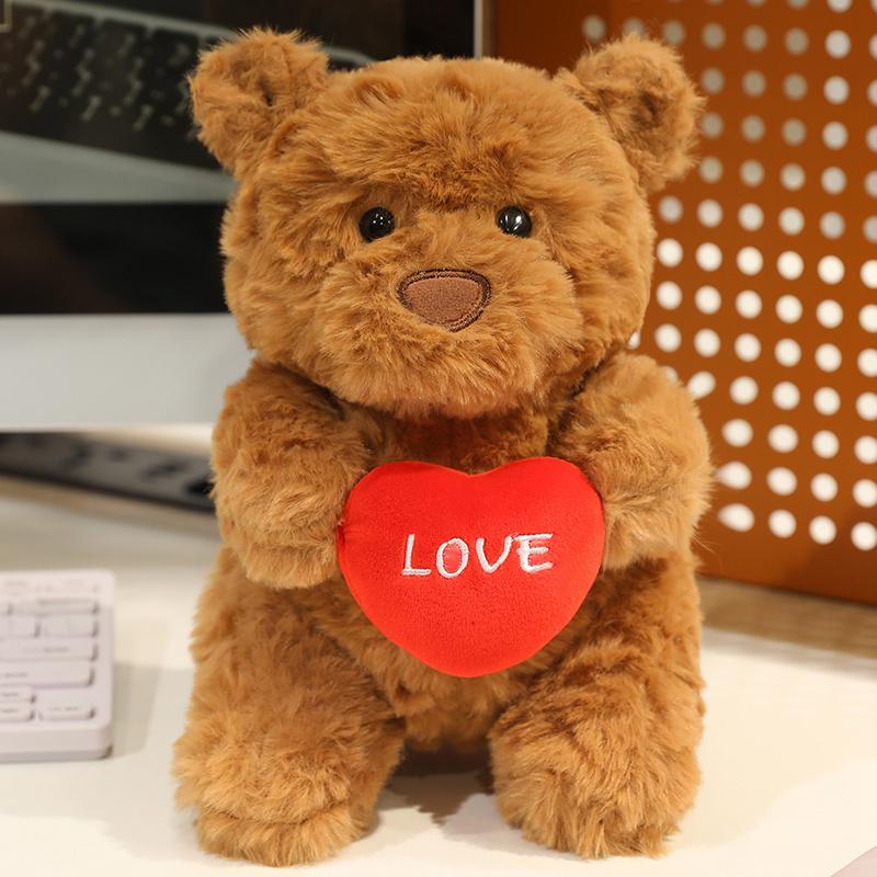 Cute Heart Bear Plush Toys Red Love Heart Creative Cartoon Animal Stuffed Doll Valentine's Day Surprise For Lovers Birthday Gift
