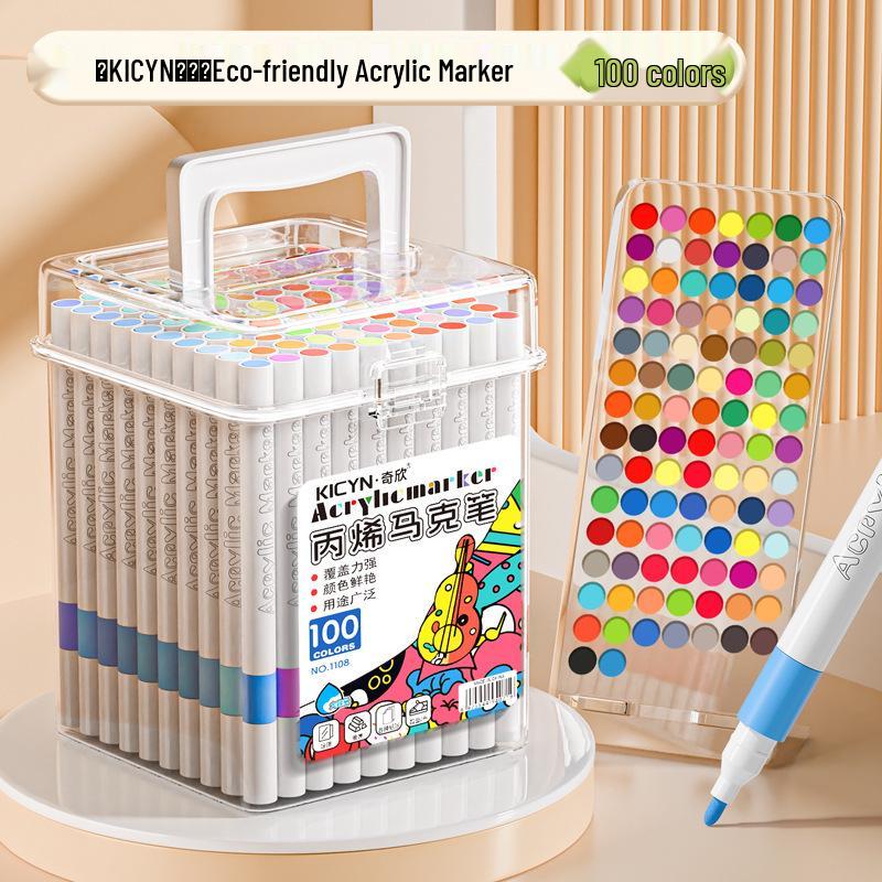 Marqueurs Aquarelle Acrylique pour Enfants - Ne Déteignent Pas, Stylos d'Art Empilables pour Élèves du Primaire