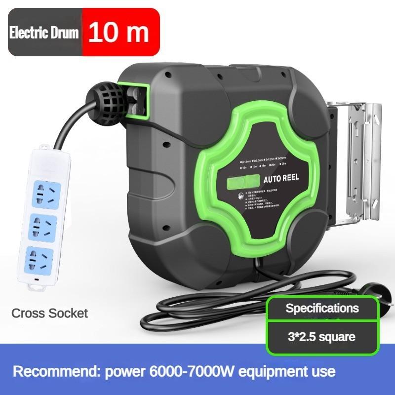 Wall Mounted Electric Drum Automatic Retractable Pipe Reel Standard All Copper Wire Socket Automotive Factory Maintenance Tool