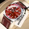Luxury Trendy Man Wristwatch Square Dial Waterproof Luminous Date Week Men Watch Simple Business Quartz Leather Men's Watches Reloj