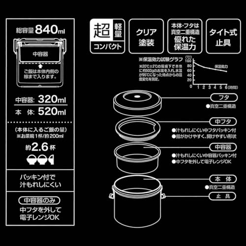 Skater STLB2AG-A Insulated Stainless Steel Bowl Lunch Box, 840ml Capacity, Vacuum Insulated, Pokemon Design