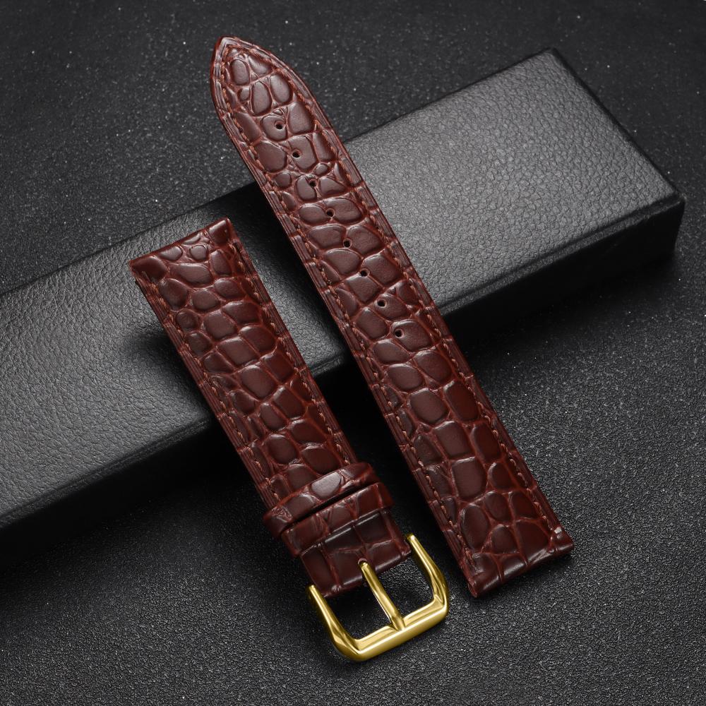 Crocodile Pattern Design Leather Watchband 12/14/16/17/18/19/20/21/22/24mm Soft Watch Straps Men Women Casual Business Wristband