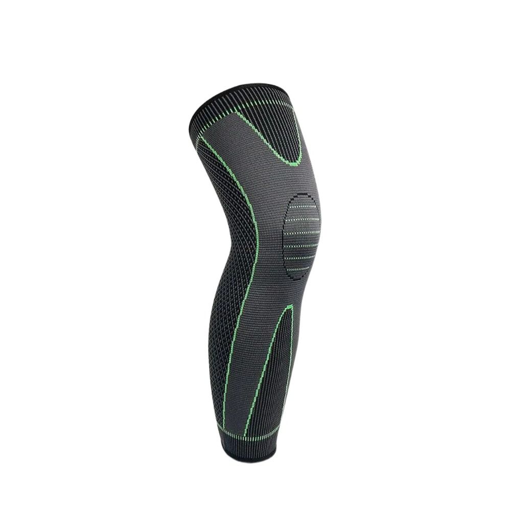 Breathable Running Sport Knee Pads Nylon Fitness Kneepad Knee Braces Long Full Legs Sleeve  Adult L зелёный