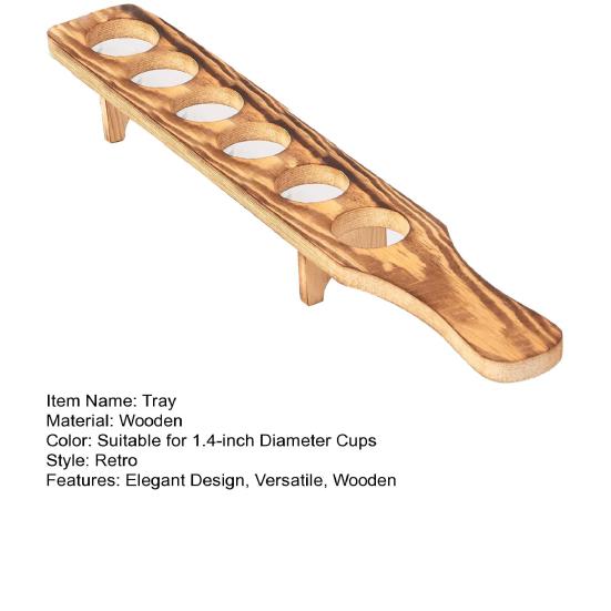 Wine Glass Rack 6 Small Wine Glasses Wooden Wine Holder Shot Serving Tray for Whiskey Vodka Tequila Good Helper for Parties Home Bar Restaurant