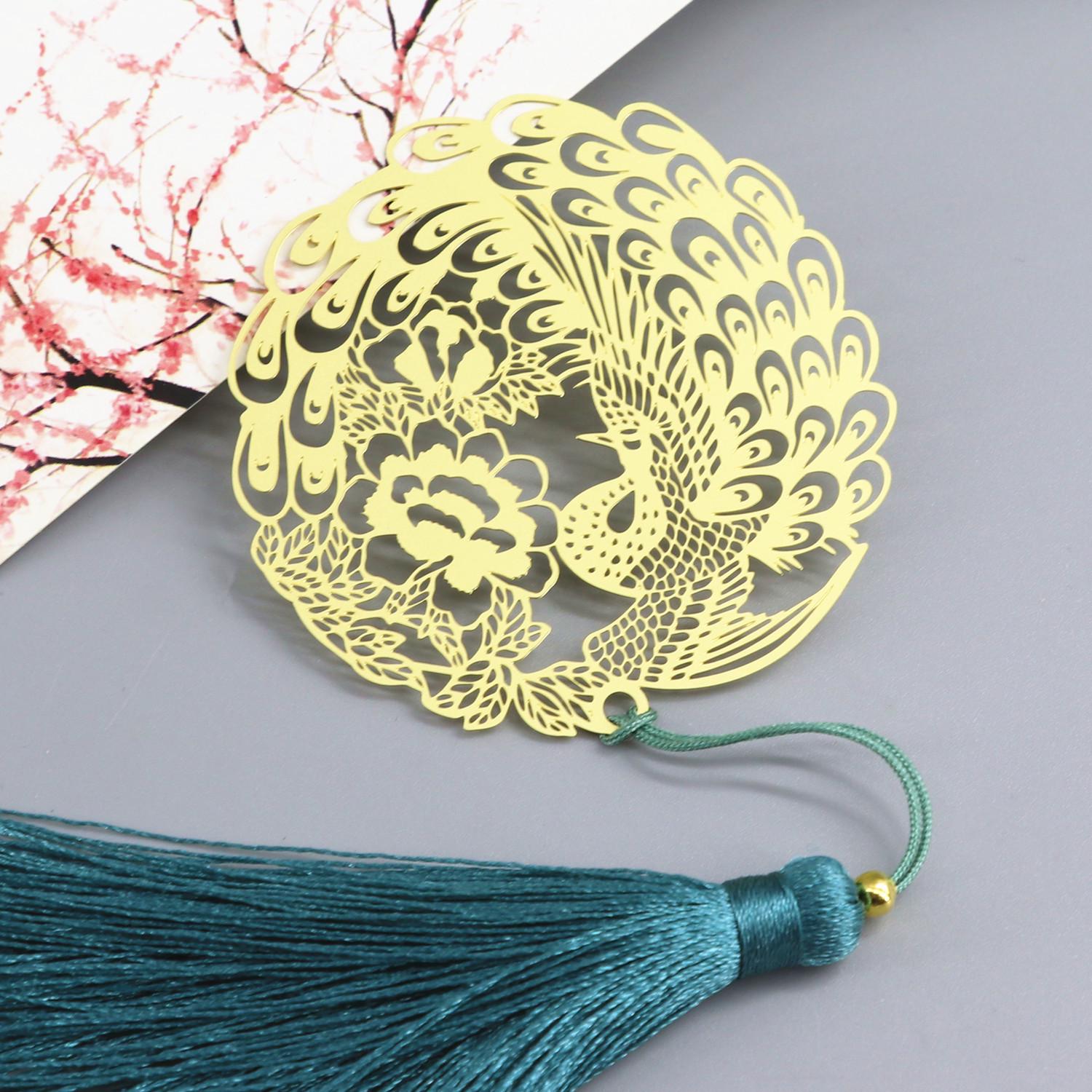 Peacock Brass Hollow Tassel Bookmark - Exquisite Cultural Gift for Girls  Birthdays, Gift Box Set
