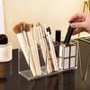 1/2/3 Compartments Makeup Brush Storage Box, Transparent Acrylic, Lipstick,Eyebrow Pencil, Desktop Mirror Cabinet Makeup Storage
