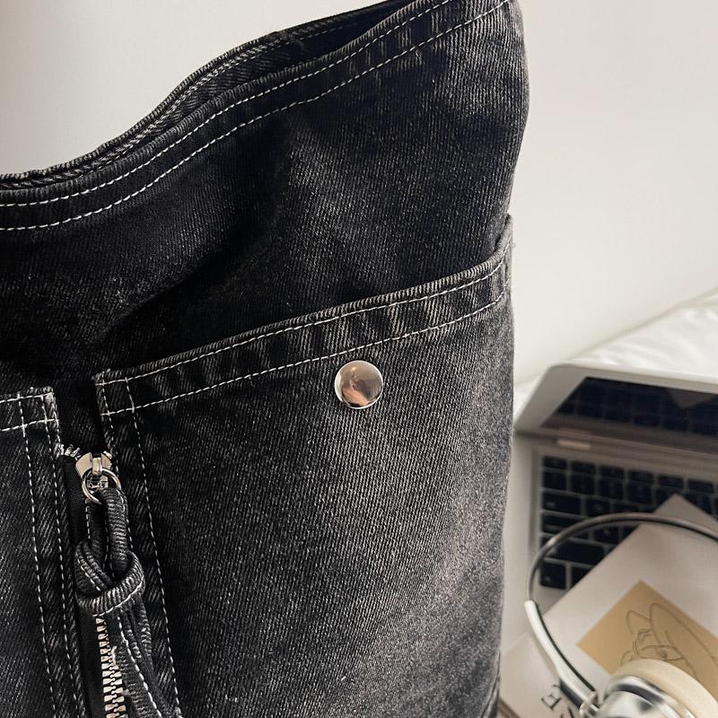 Jeanstasche Damen Tasche Große Kapazität Retro Kontrast Tragetasche Schulter Crossbody Tasche
