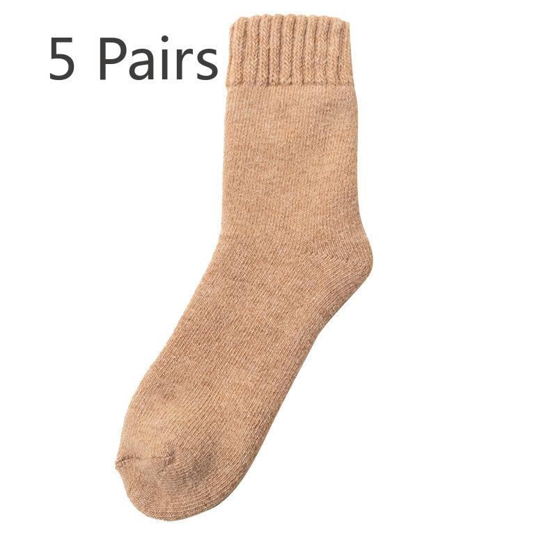 

5 пар мужских зимних утолщенных бархатных теплых носков для холодной погоды, однотонных 5 Pairs верблюд