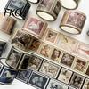 Scrapbooking Washi Tape Vintage Stamp Roll, Aesthetic Decorative Masking Tape, Retro Adhesive for DIY Art Crafts, Journaling