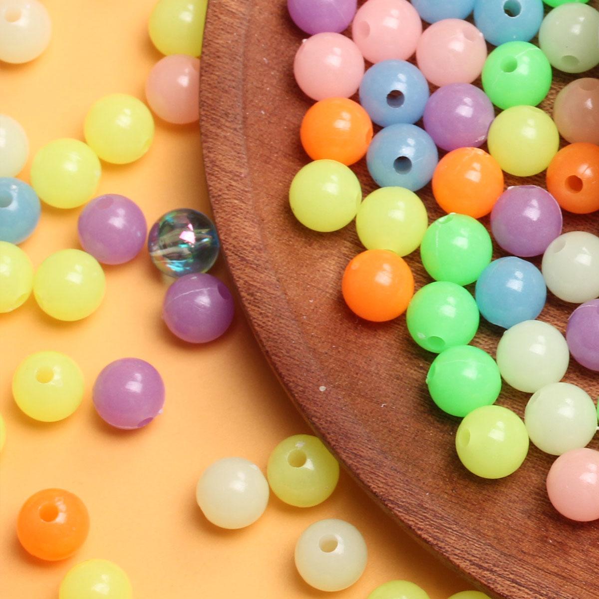 

500 г 6 мм/8 мм/10 мм DIY Ювелирные аксессуары Светящиеся круглые креативные бусины ярких цветов Ожерелье Изготовление браслетов Акриловые материалы ручной работы 8mm разноцветный