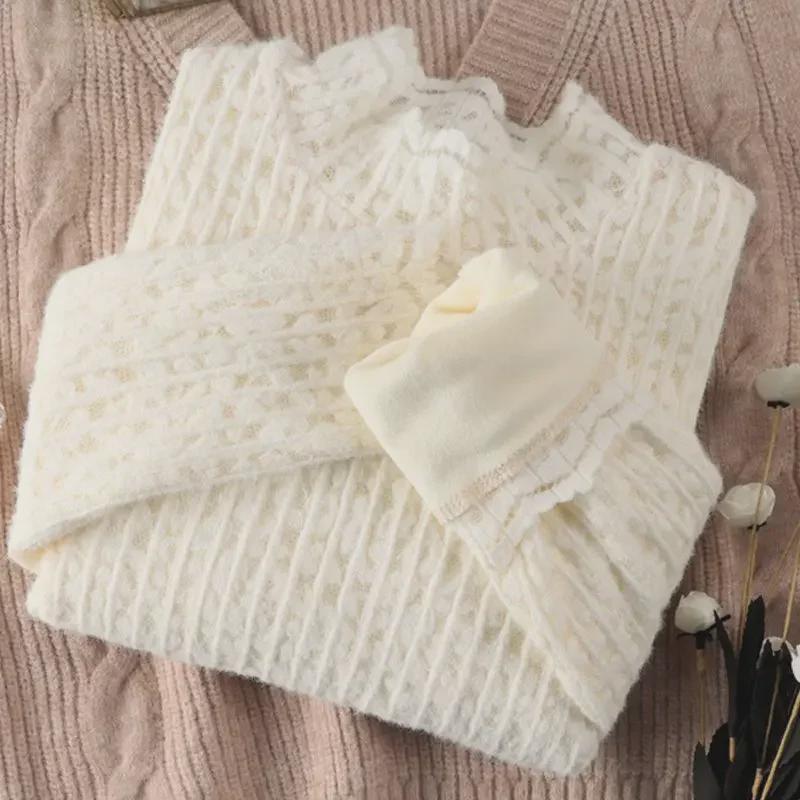 Women's High Neck Rabbit Fur Lace Velvet Top - Soft, Warm, and Stylish for Autumn and Winter