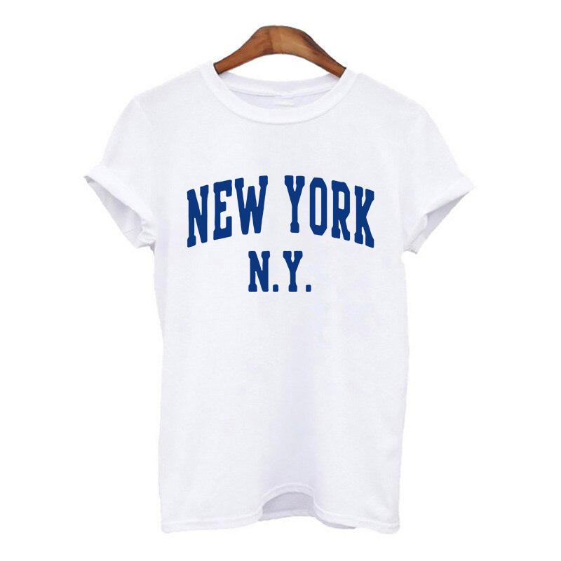 Harajuku Women Tshirt New York Summer Print White Black T Shirt Ladies Clothing 90S Tops Graphic Clothes Female Tee Shirt 2025